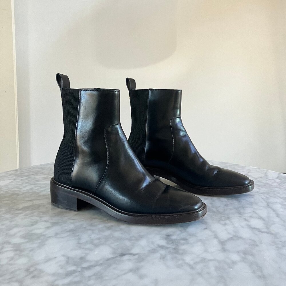 Tory Burch Sierra Antik Leather Chelsea Boots, Square Toe, Black, Size 8